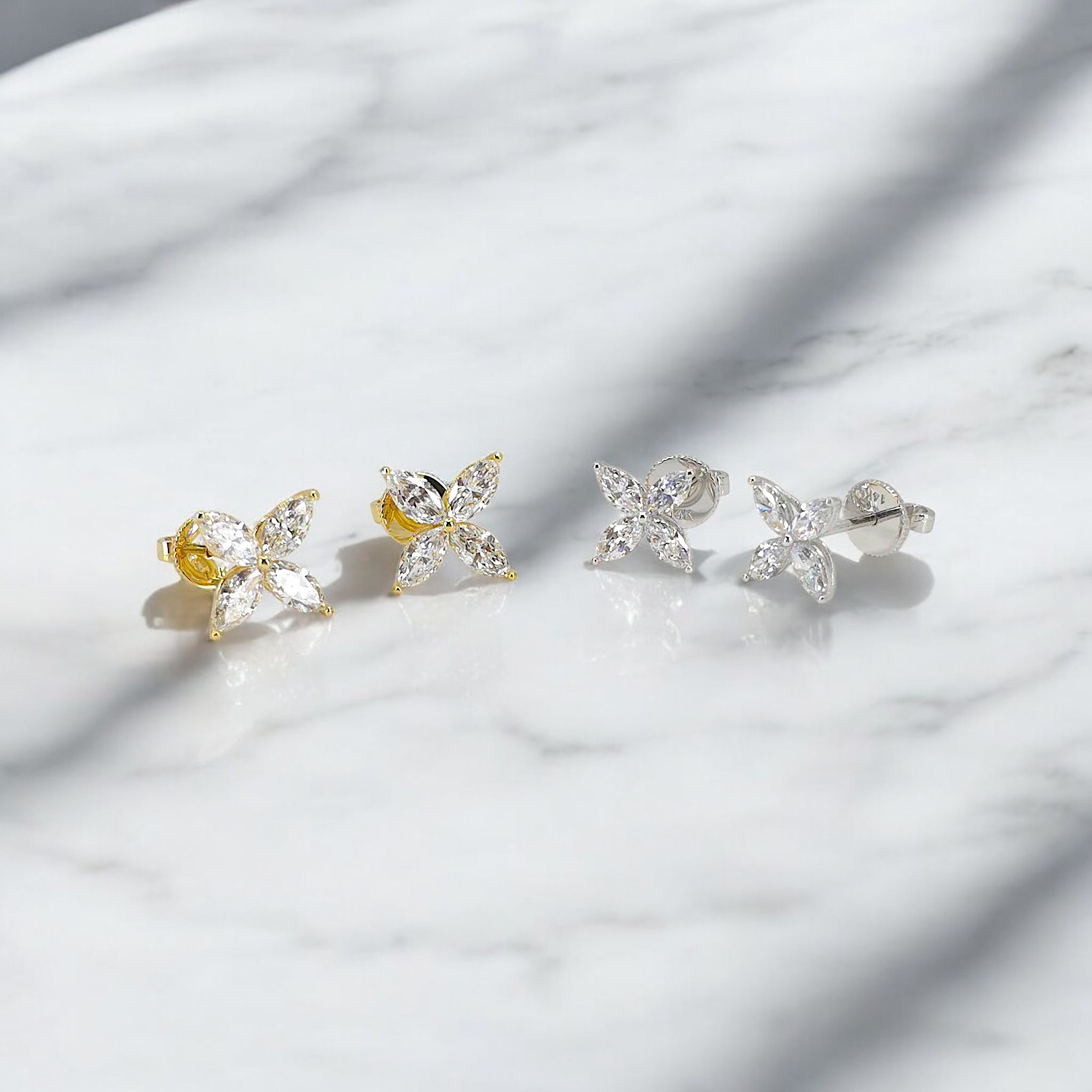 랩다이아몬드 팬시 마퀴즈 랩다이아 귀걸이 14K 18K - 상세 이미지 5