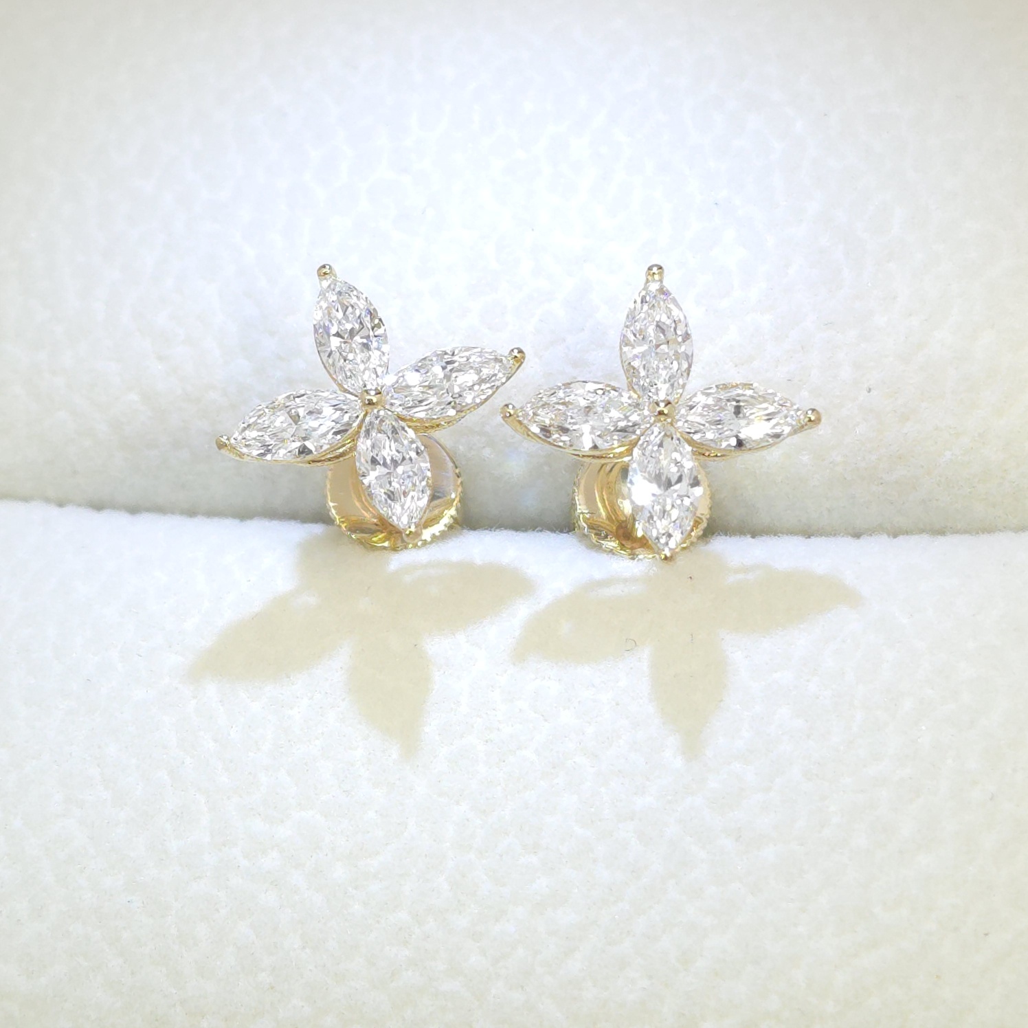 랩다이아몬드 팬시 마퀴즈 랩다이아 귀걸이 14K 18K - 상세 이미지 4