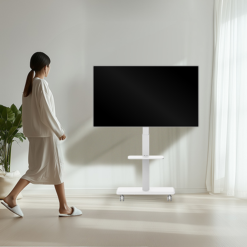 좌우회전 이동식 티비스탠드 대형 거치대 화이트 삼성 LG 호환 무빙 삼탠바이미 철제받침대 - 상세 이미지 2
