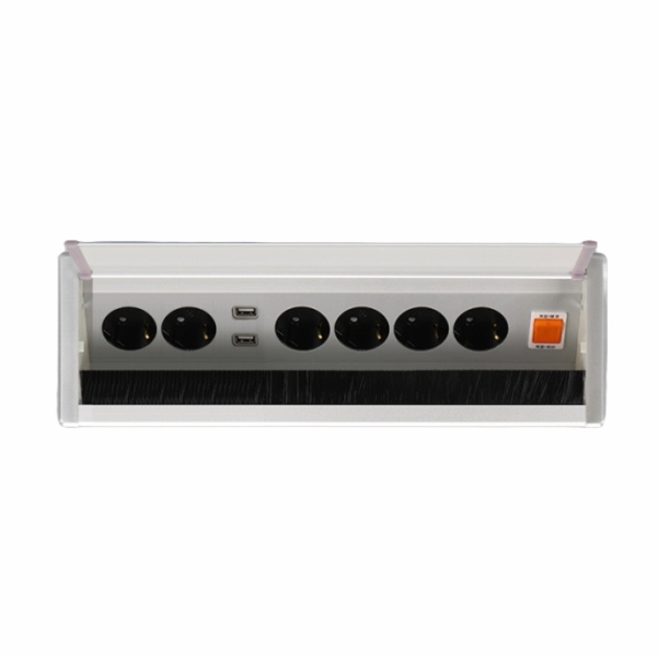 BIS 빌트인콘센트 BID-602MF 실버 6구 USB 사무실 가구 식탁 상판 매립 콘센트 - 상세 이미지 2