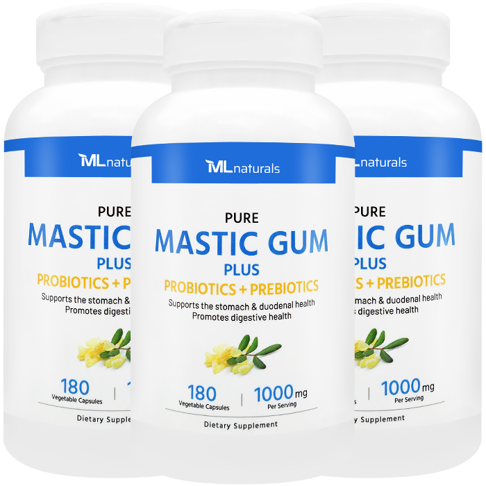 2025 신제품! 3병 마이라이프 내추럴스 매스틱검 1000mg PLUS 프로바이오틱스 + 프리바이오틱스 180야채캡슐 - 상품 이미지