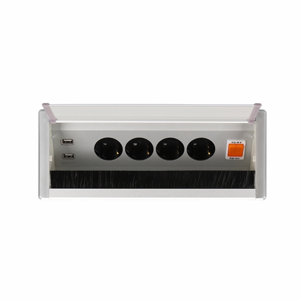 BIS 빌트인콘센트 BID-402MF 실버 4구 USB 사무실 가구 식탁 상판 매립 콘센트 - 상세 이미지 2