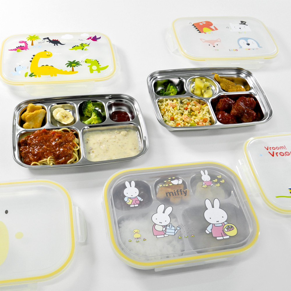 국내산 스텐 304 캐릭터 유치원 어린이집 뚜껑 식판 유아 깊은형 스텐 식판 도시락 쿨디노