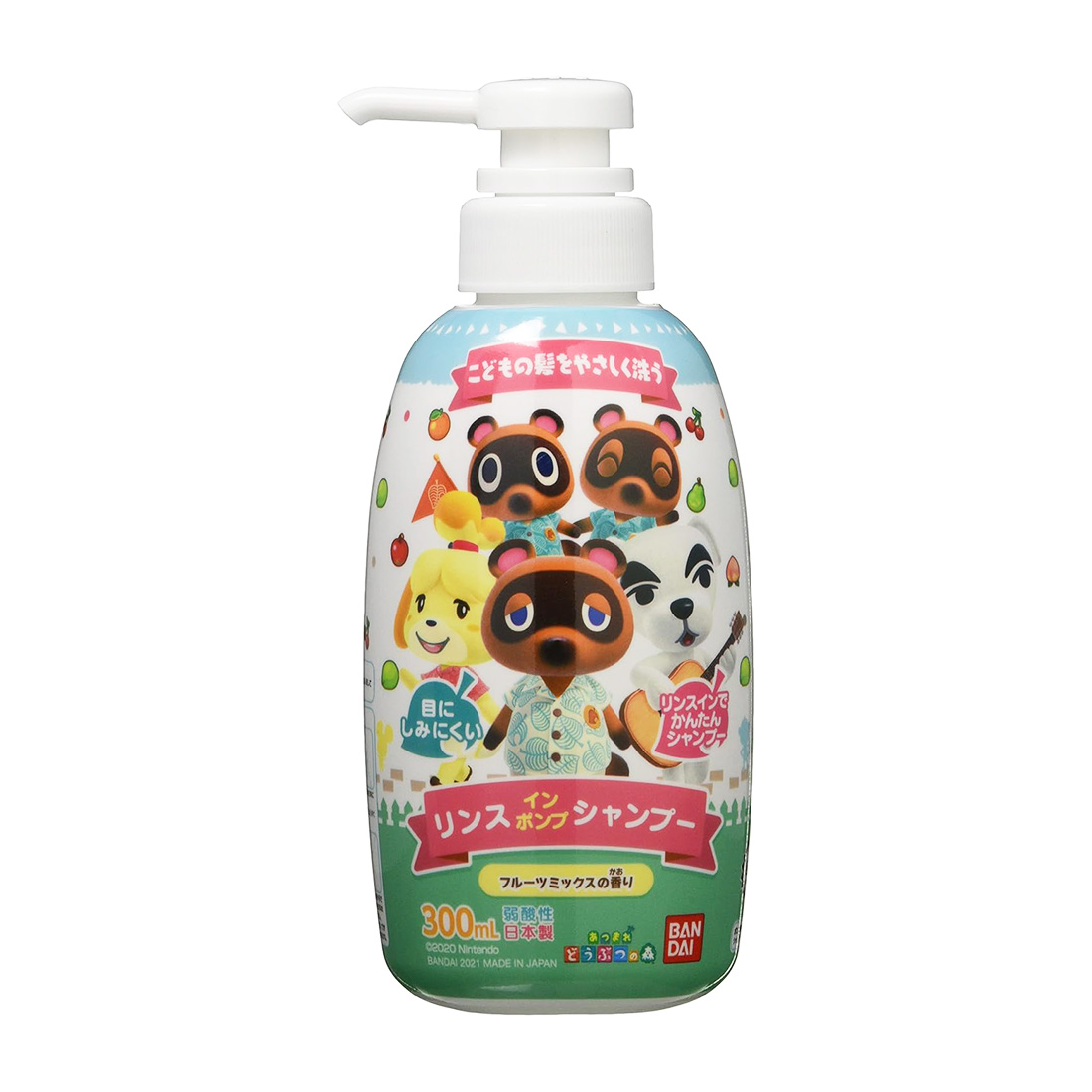 반다이 모여봐요 동물의 숲 키즈 린스 인 샴푸 300ml 과일 믹스 향