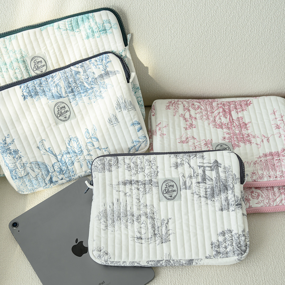 아이패드 에어 프로 갤럭시탭 태블릿 파우치 케이스 천 누빔 가방 뜨왈 블루, 11인치