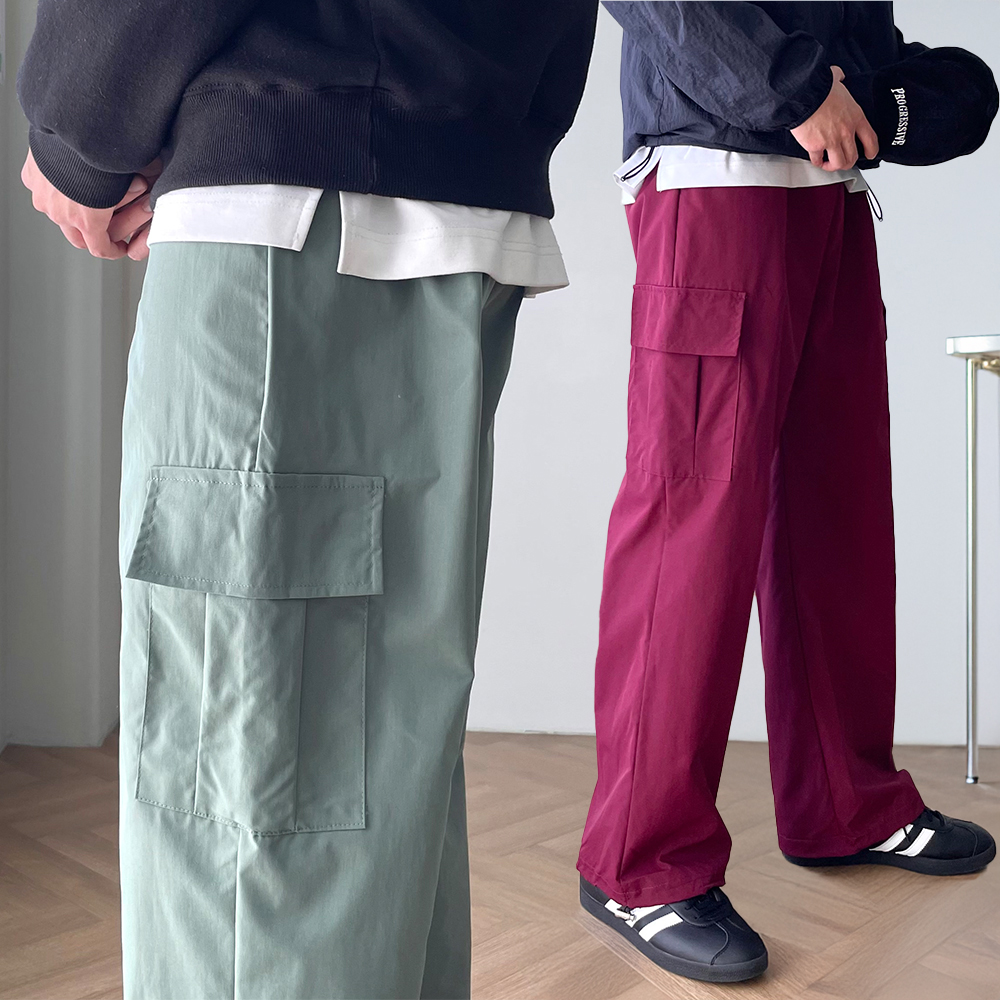 1+1 나일론팬츠 남자와이드카고팬츠 건빵바지 - 상품 이미지