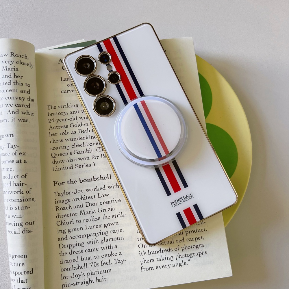 맥세이프 케이스 명품 그립톡 힌지보호 풀커버 링 화이트, 갤럭시S25 울트라