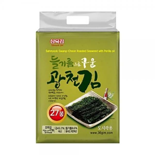 삼육식품 삼육김 들기름으로 구운 광천 도시락김 27단 4g 27봉 : 튜블리