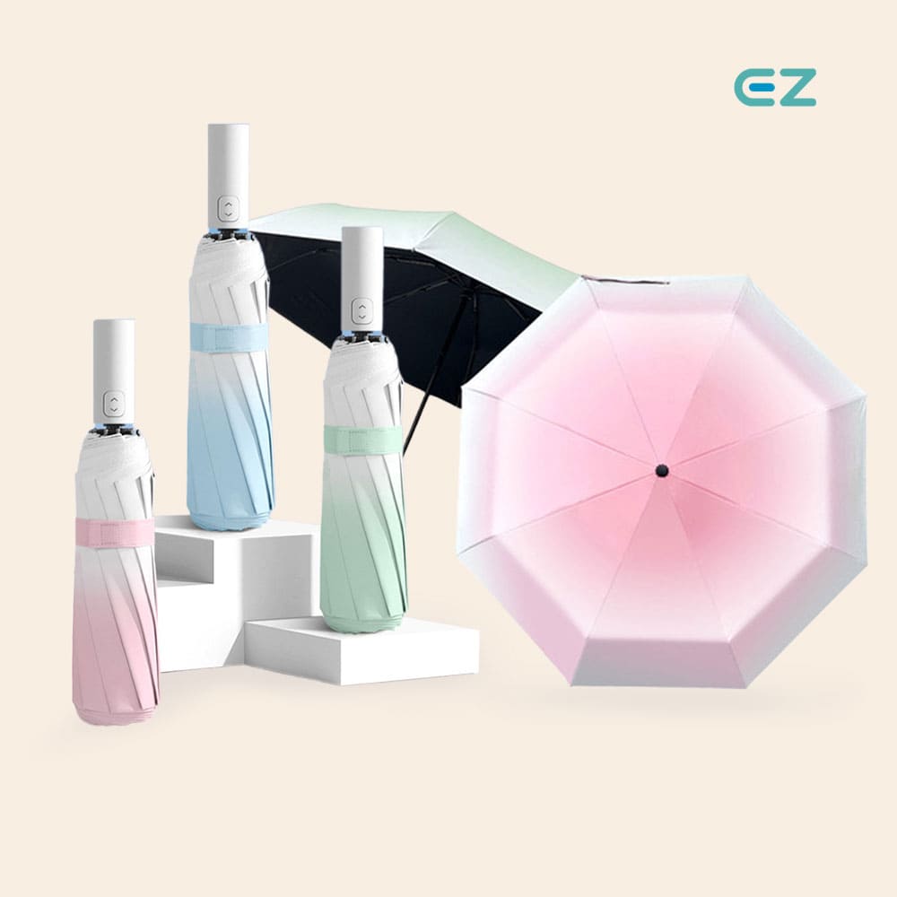 EZ 그라데이션 튼튼한 3단 완전 자동 우산 양우산
