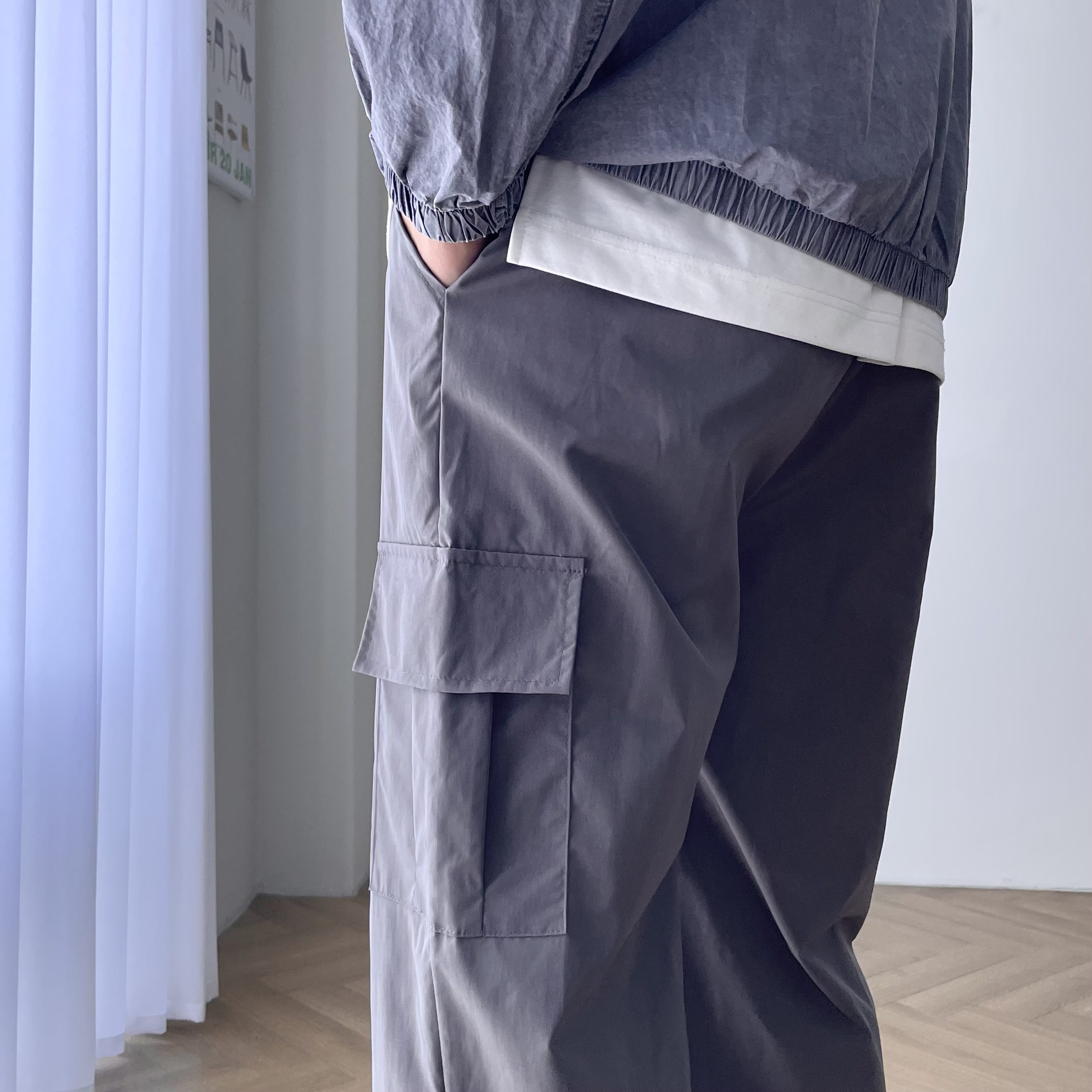 1+1 나일론팬츠 남자와이드카고팬츠 건빵바지 이미지 7