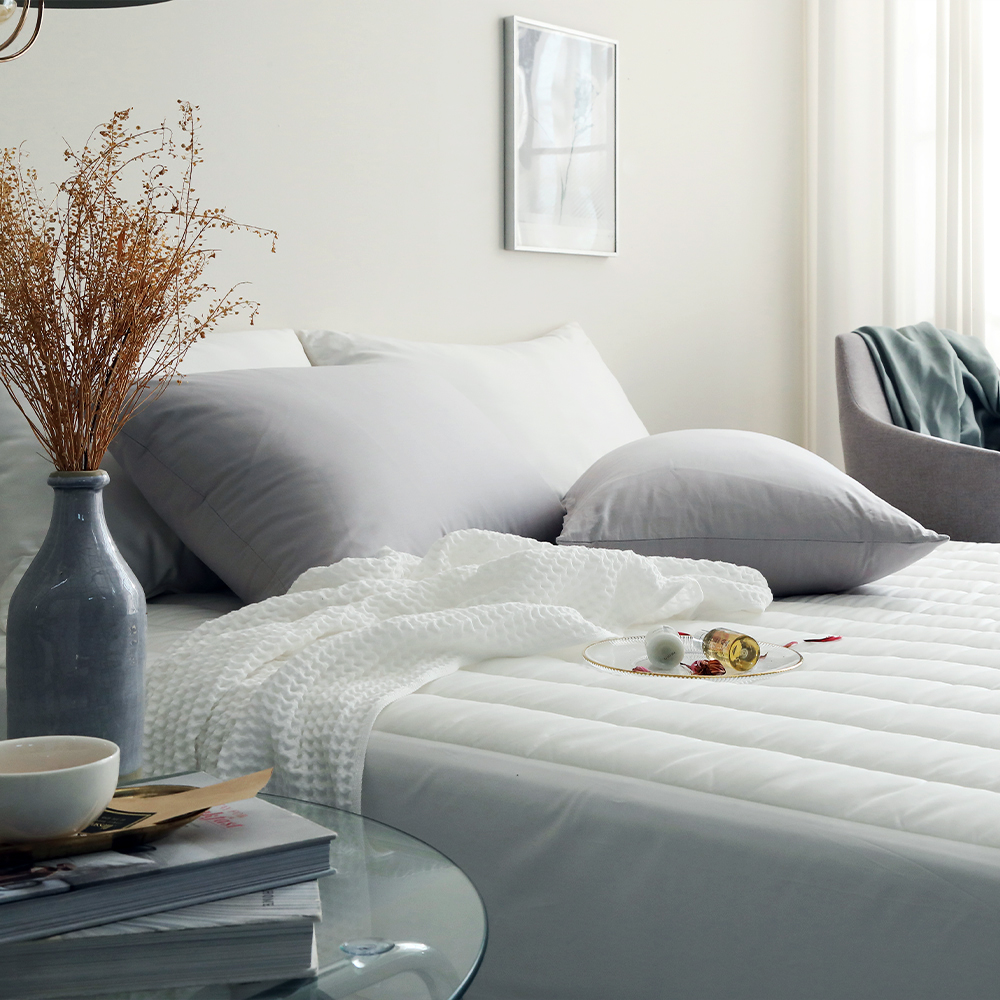 순면 화이트 누빔 두꺼운 침대 매트리스 커버 이스턴킹