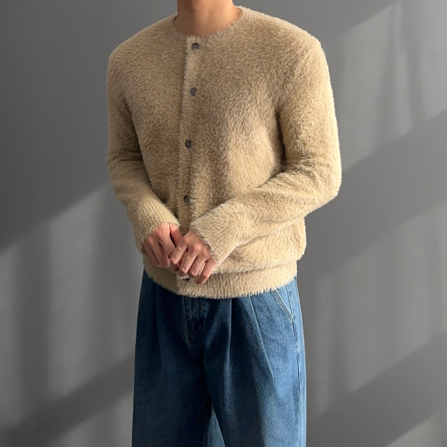 1+1 남자앙고라가디건 남성라운드가디건 - 상세 이미지 3