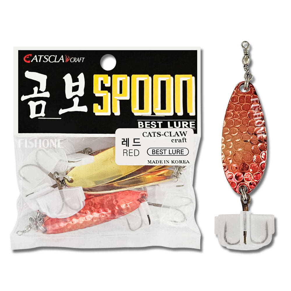 캣츠크로우 곰보 스푼 루어 삼치스푼 쏘가리스푼 트레블훅 레드, 18g - 상세 이미지 2
