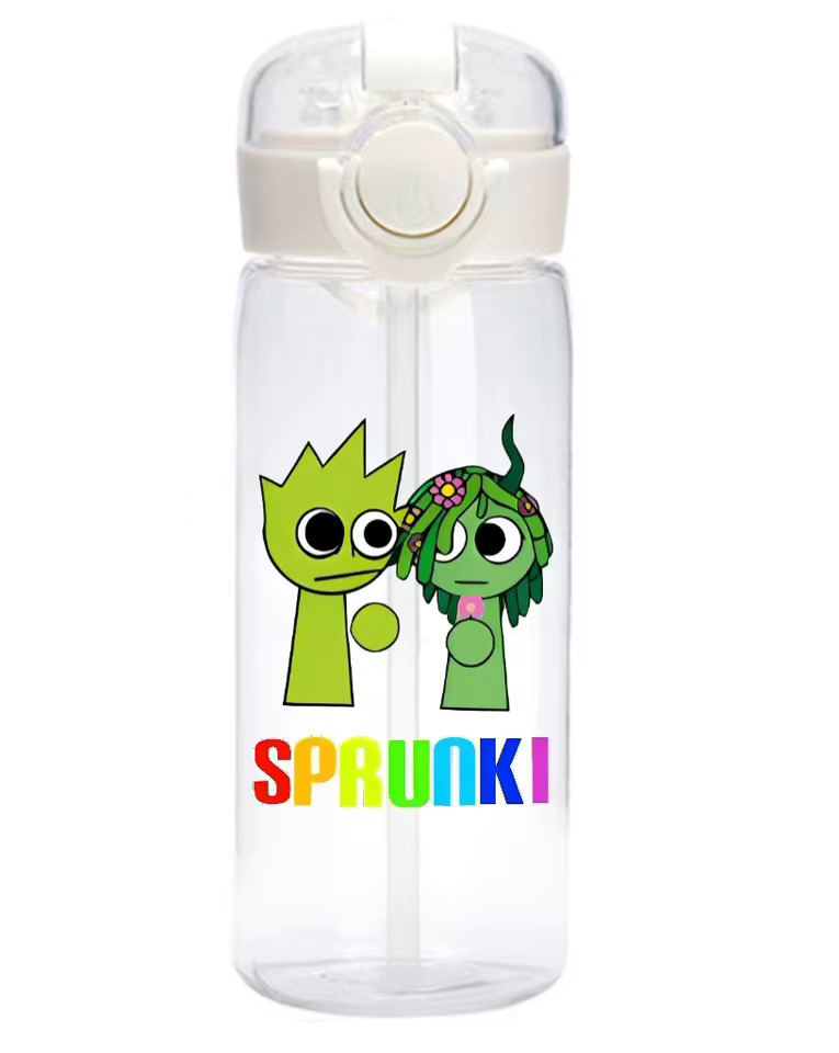 spunki 스프런키 오렌 터너 핑키 웬다 초등 학생 스포츠 물병 물통 텀블러 굿즈 빨대 있는 플라스틱 병 4000ml Sprunki Incredibox 게임... 