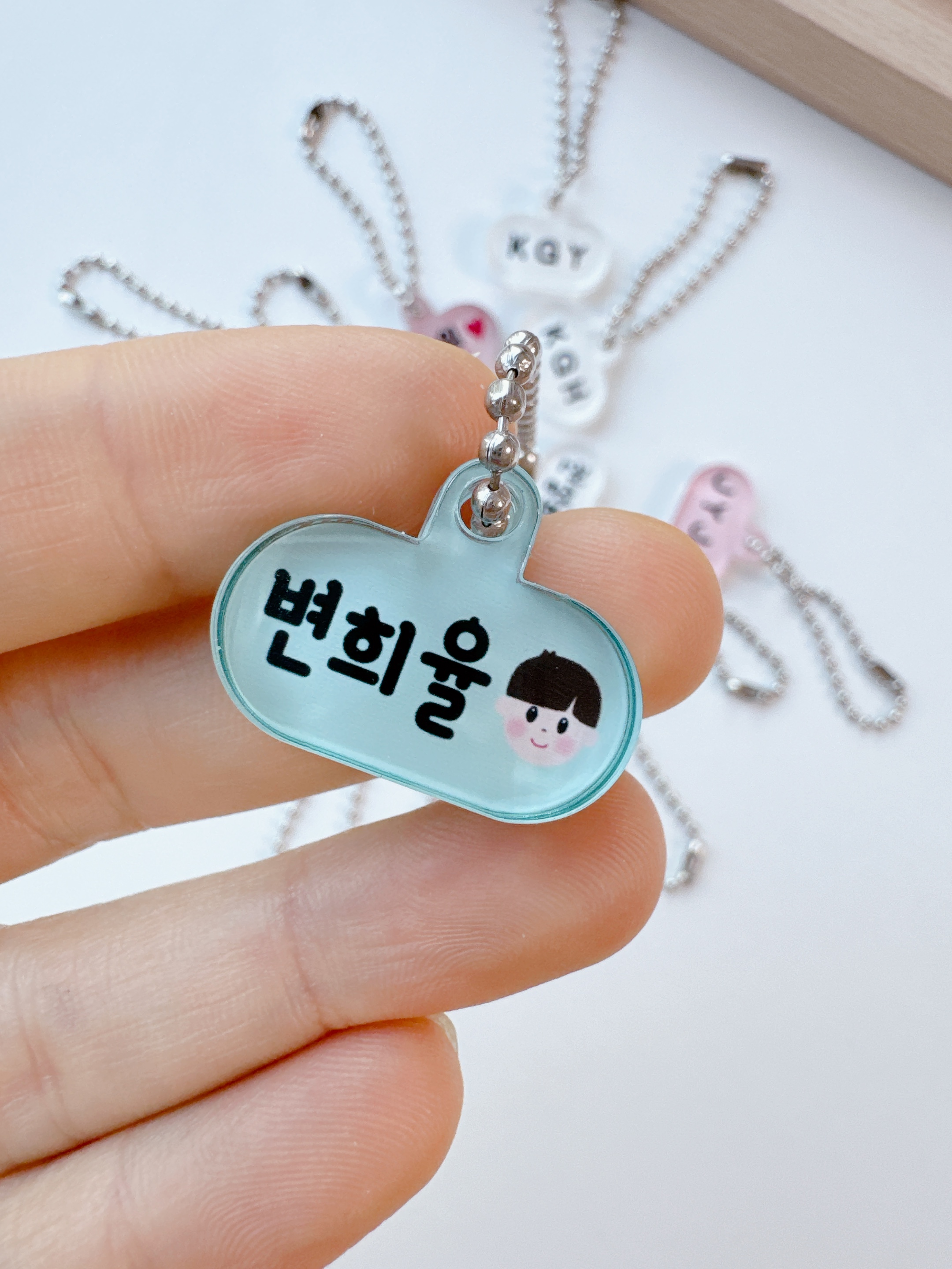 미니고리 네임택 이름표 방수 주문제작 어린이집 준비물 유치원 신학기 키링 가방 군번줄 - 상세 이미지 5