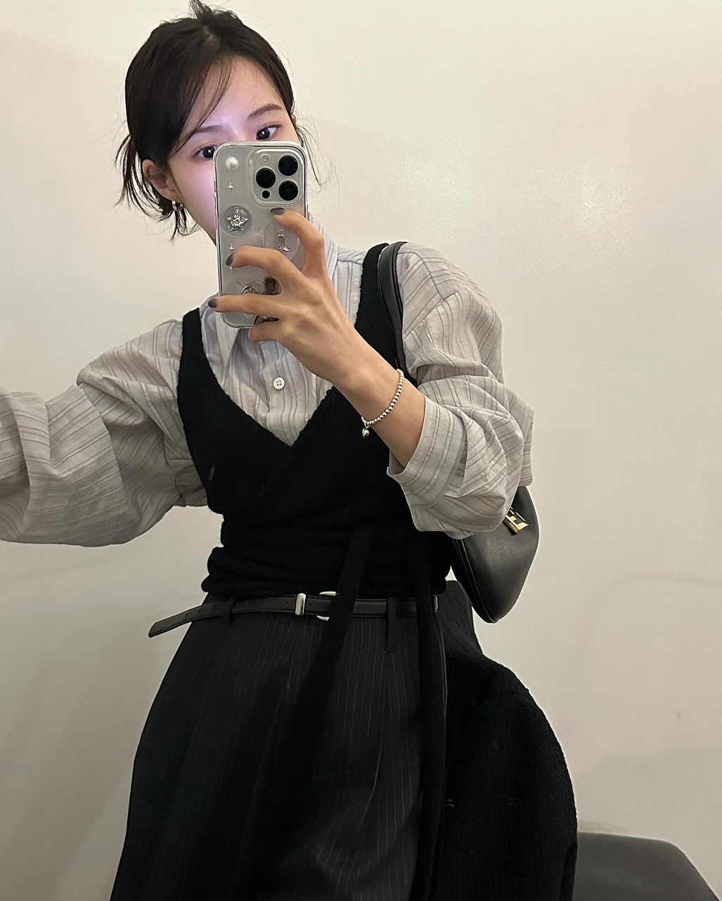 마이지 여성 노카라 라운드 크롭 트위드 오버핏 루즈핏 자켓 상세 이미지 36