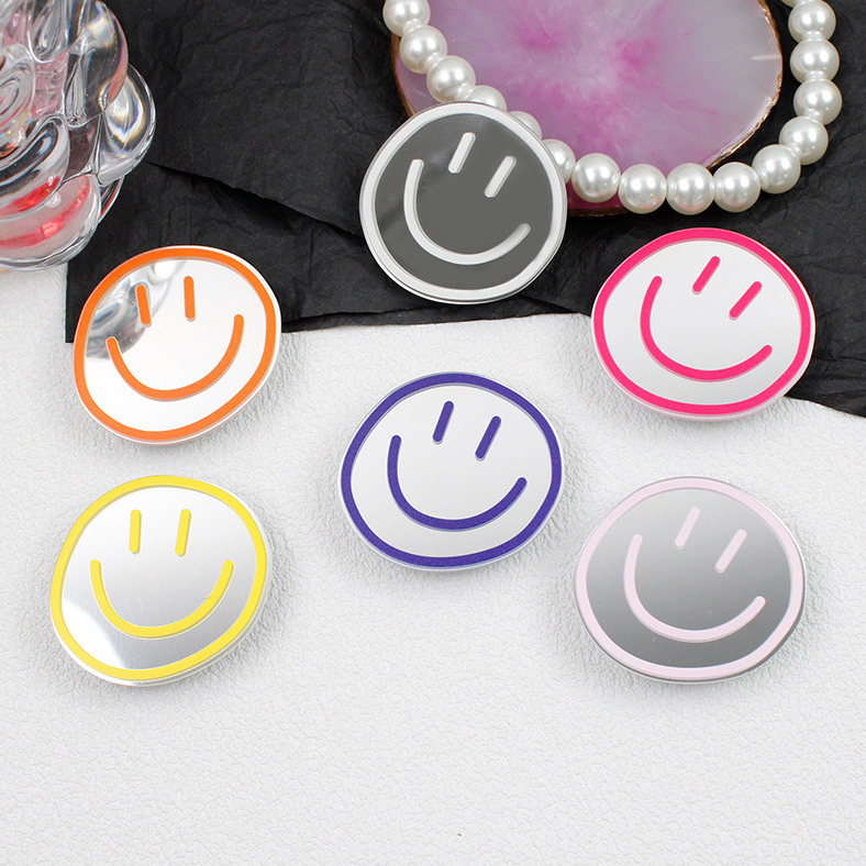 스마일 캐릭터 원형 거울 그립 톡 작은 미니 미러 스티커 맥세이프 자석 마그네틱