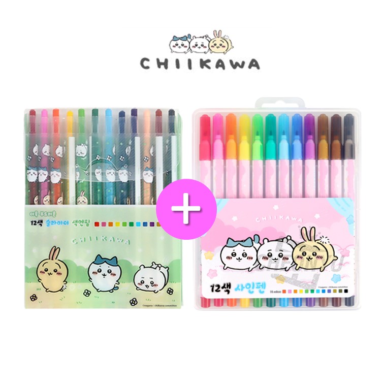 치이카와 색연필 12색 사인펜 세트 먼작귀 유치원 어린이집 초등 입학 선물 랜덤