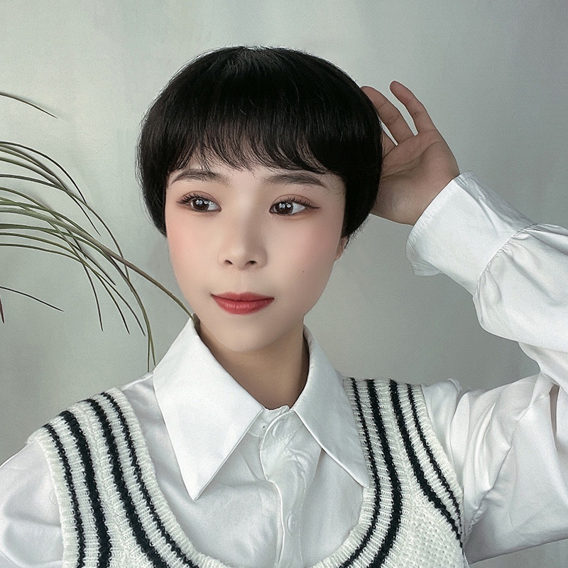 간편 외출 숏컷 통가발 짧은 커트 머리 가발 - 상세 이미지 2