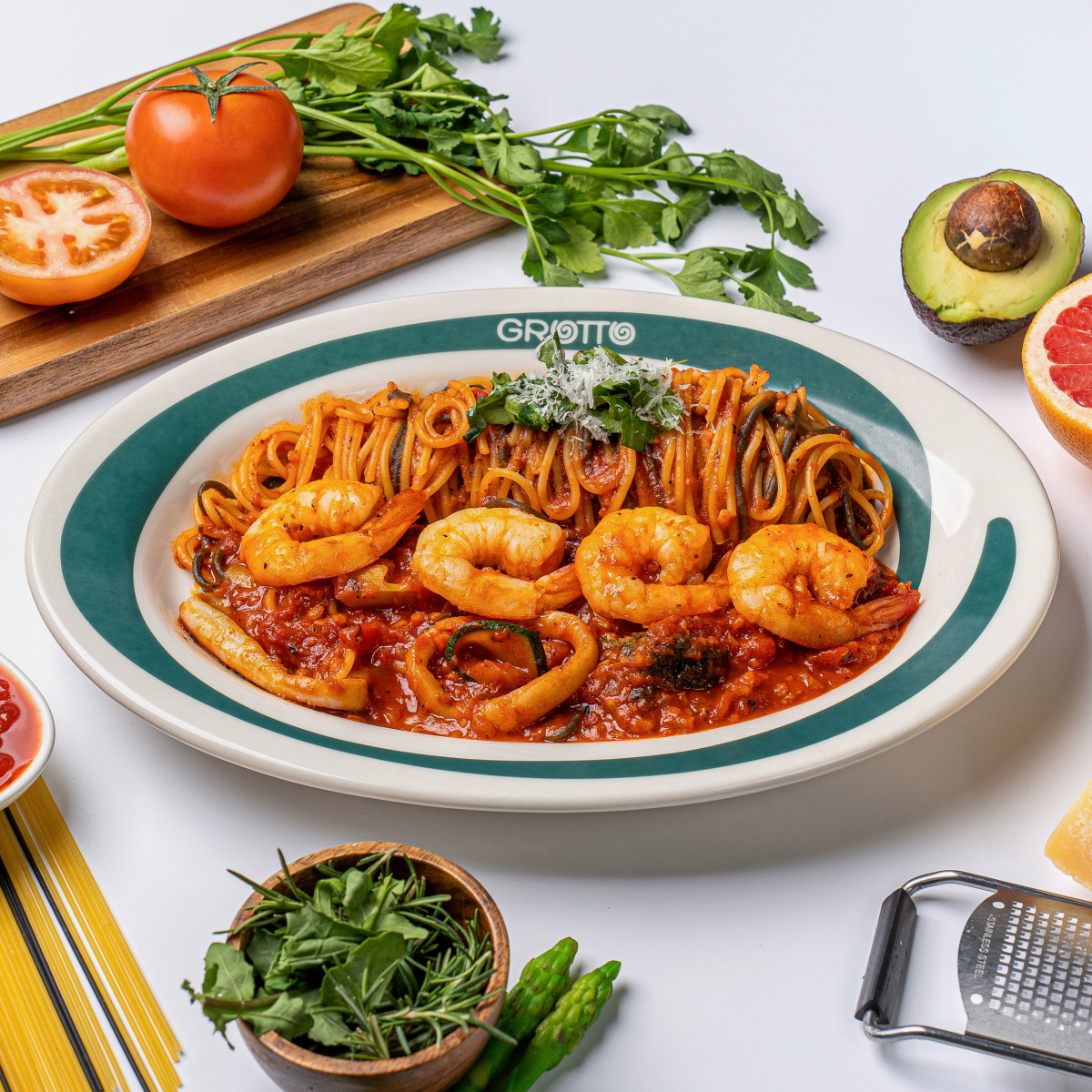 그로또 해산물 토마토 파스타 2인분 1050g 홈파티 캠핑음식 요리 밀키트 - 상세 이미지 2
