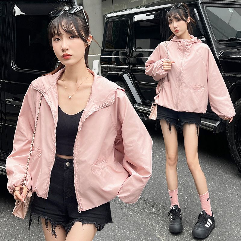 아워니즈 여성 세미 크롭 후드 집업 바람막이 : 쇼핑다가저