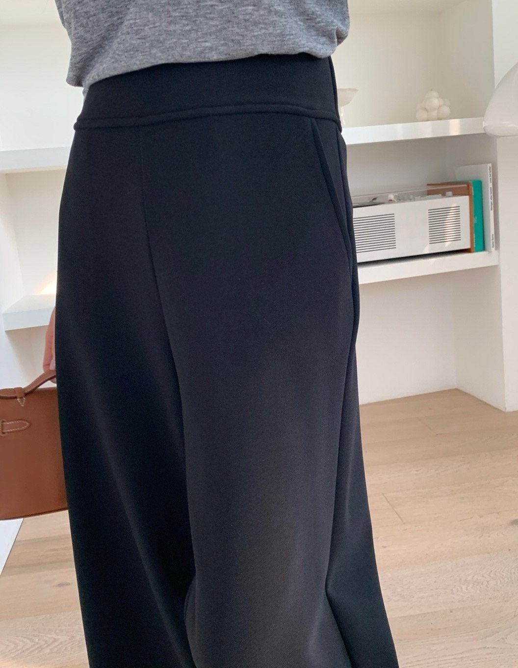 가을 럭키룸 와이드 단작 슬랙스 밴딩 결혼식 하객패션 미시룩 - 상세 이미지 2