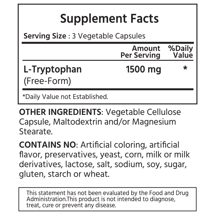 2025 신제품! 마이라이프 내추럴스 L-트립토판 1500mg 240야채캡슐 - 상세 이미지 2