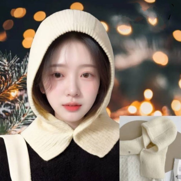 1+1 여성 겨울용 바라클라바 후드 넥워머 니트 바라클라바 모자 - 상품 이미지