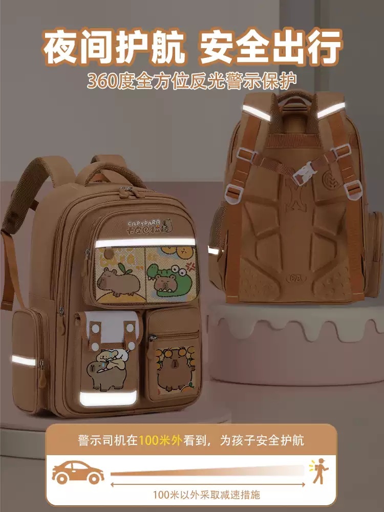 카피바라 가방 학생가방 백팩 캐릭터 배낭 동물 책가방 인형가방 학생 대용량 귀여운 이미지 6