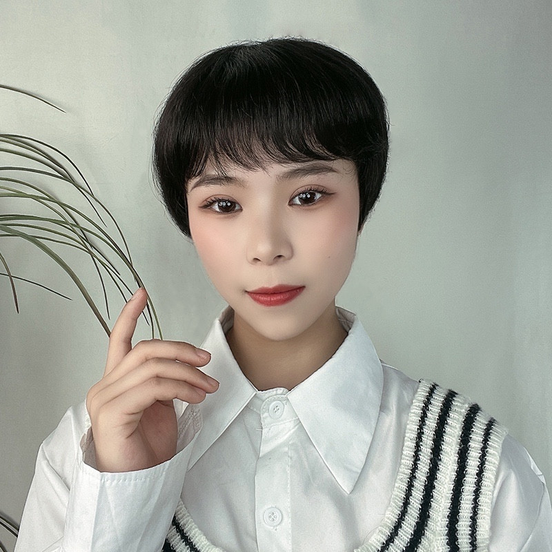 간편 외출 숏컷 통가발 짧은 커트 머리 가발 - 상세 이미지 4