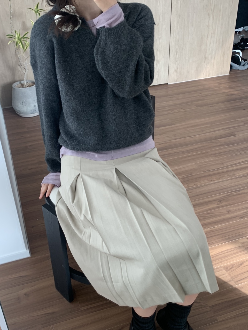 [S-M] 뮤어 볼드 플리츠 미디 스커트 2colors 상세 이미지 7