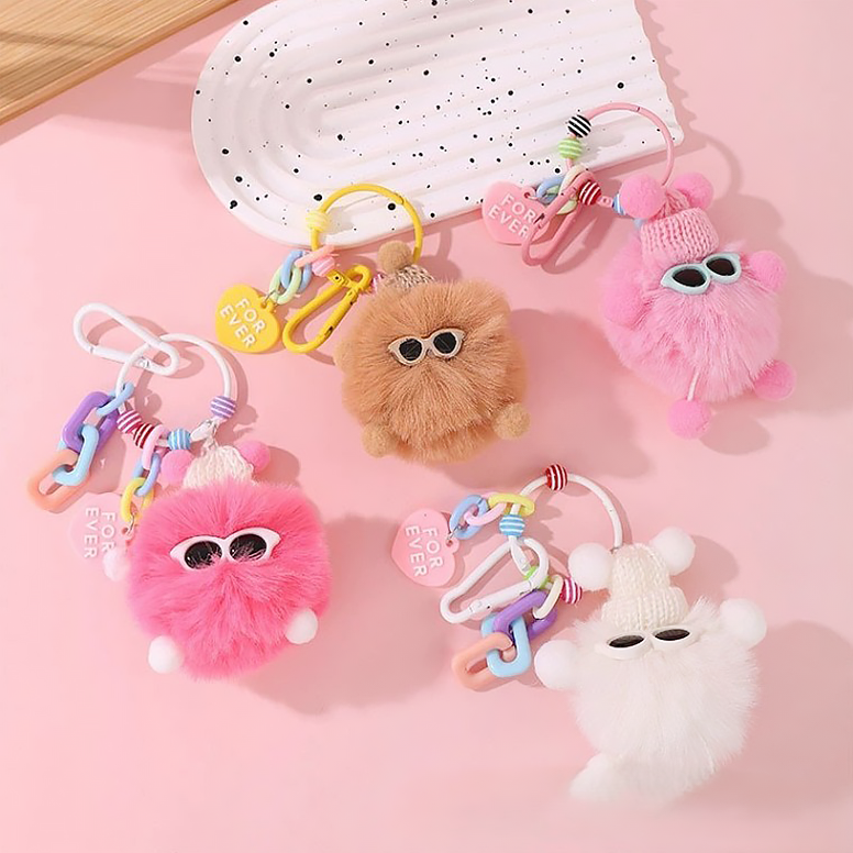 패션 폼폼이키링 폼폼 열쇠고리 파우치 털 먼지 가방 장식 자동차 키홀더