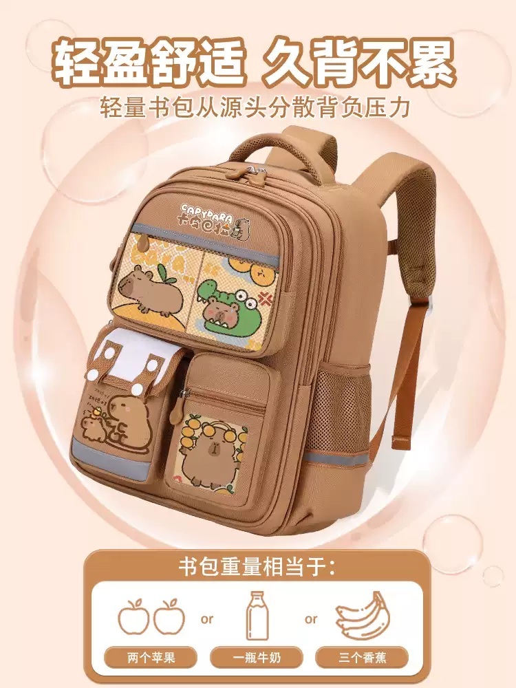 카피바라 가방 학생가방 백팩 캐릭터 배낭 동물 책가방 인형가방 학생 대용량 귀여운 - 상세 이미지 5