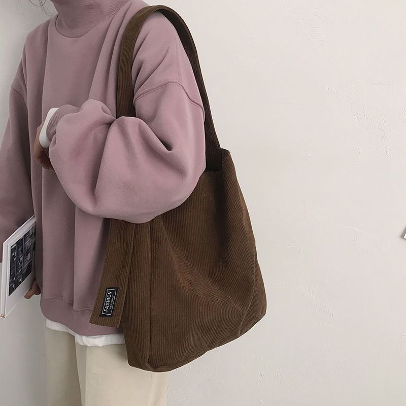 멋퀸 코듀로이 패브릭 숄더백 대용량 다목적 데일리 가방 - 메인 이미지