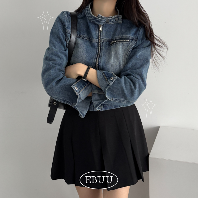 청자켓 차이나카라 크롭청자켓 - 메인 이미지