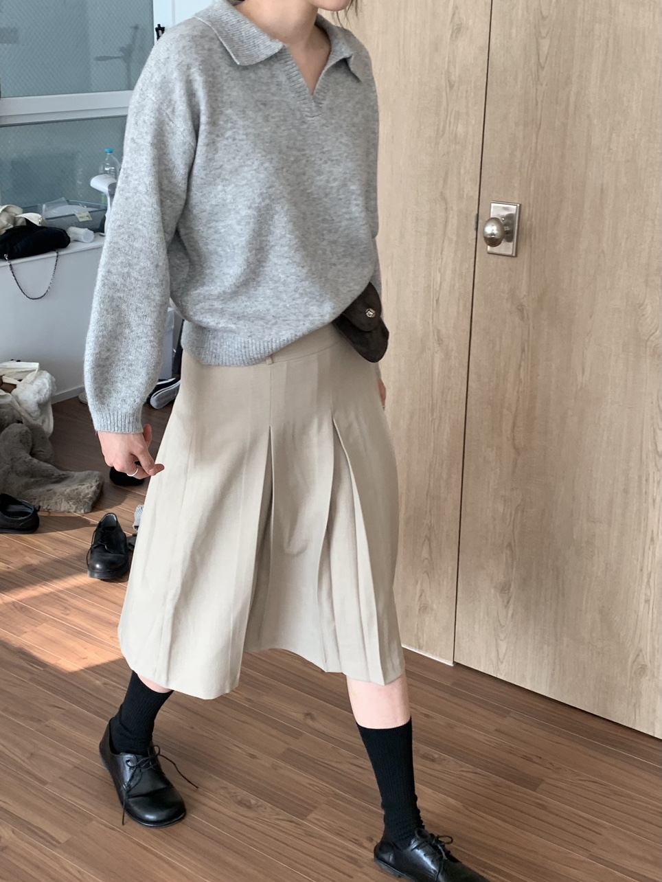 [S-M] 뮤어 볼드 플리츠 미디 스커트 2colors 상세 이미지 9