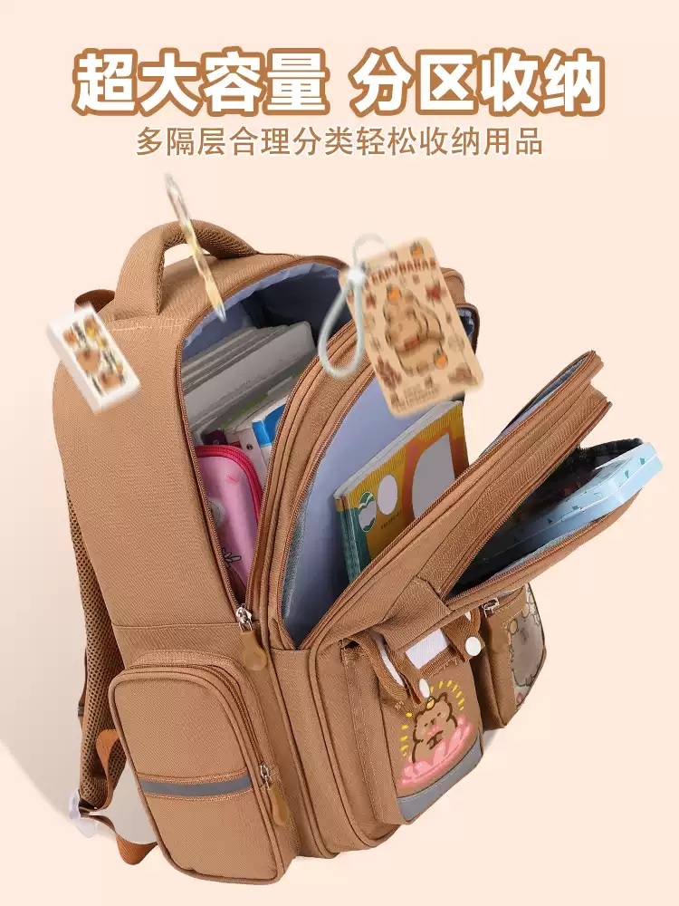 카피바라 가방 학생가방 백팩 캐릭터 배낭 동물 책가방 인형가방 학생 대용량 귀여운 - 상세 이미지 4