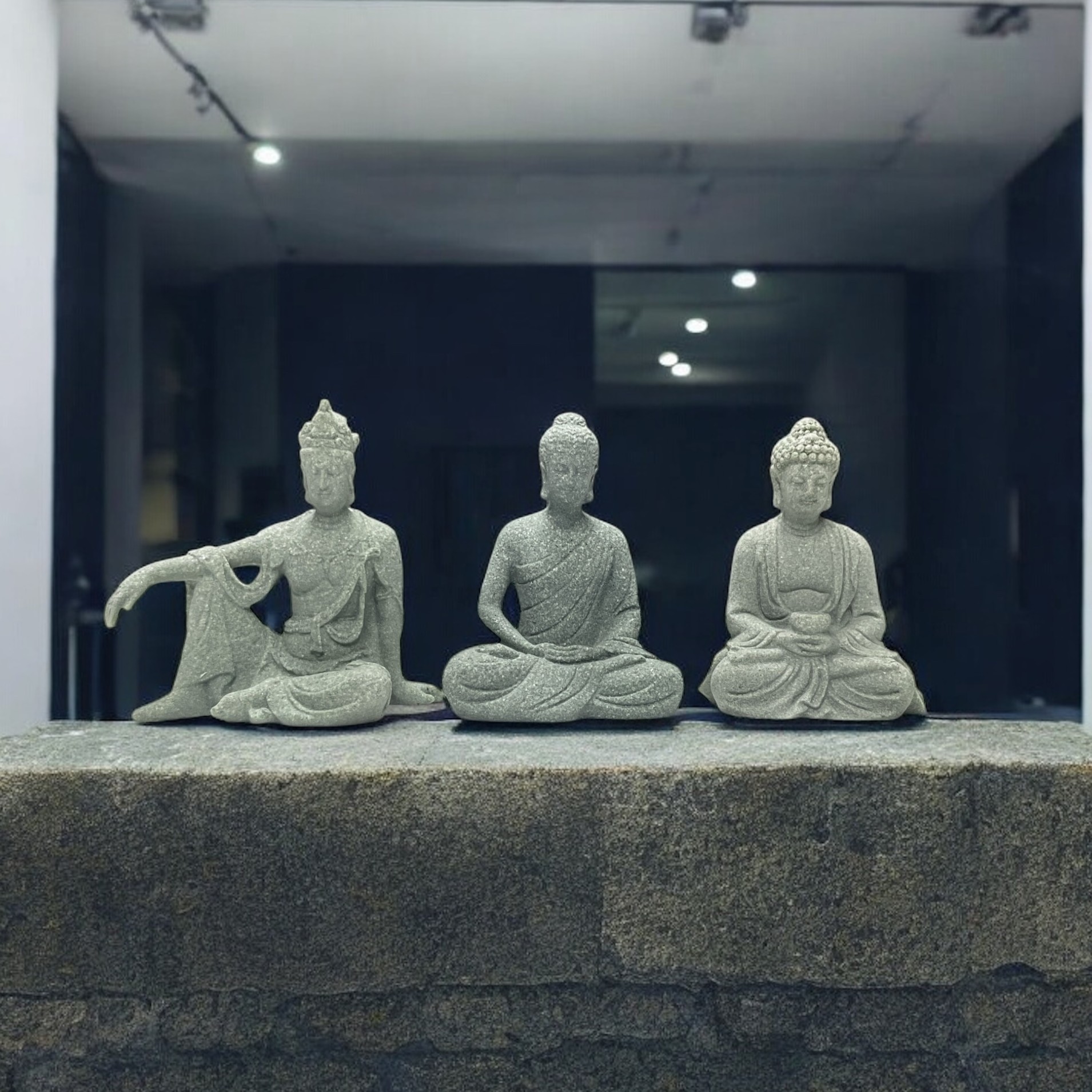 삼존불 미니 불상 석가모니 약사여래 관세음보살 부처상 불교굿즈 홈테리어 제품 이미지
