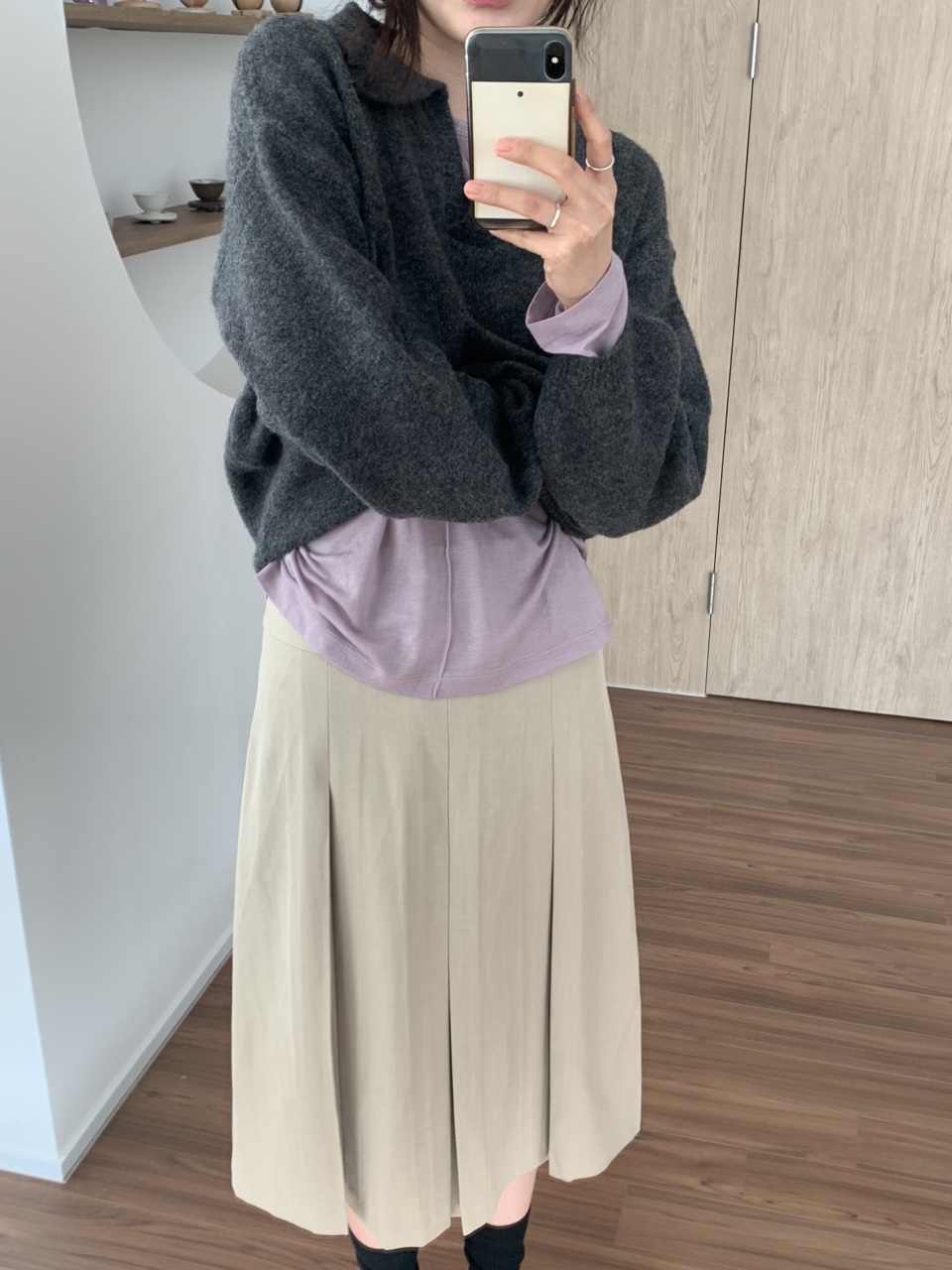[S-M] 뮤어 볼드 플리츠 미디 스커트 2colors 상세 이미지 6