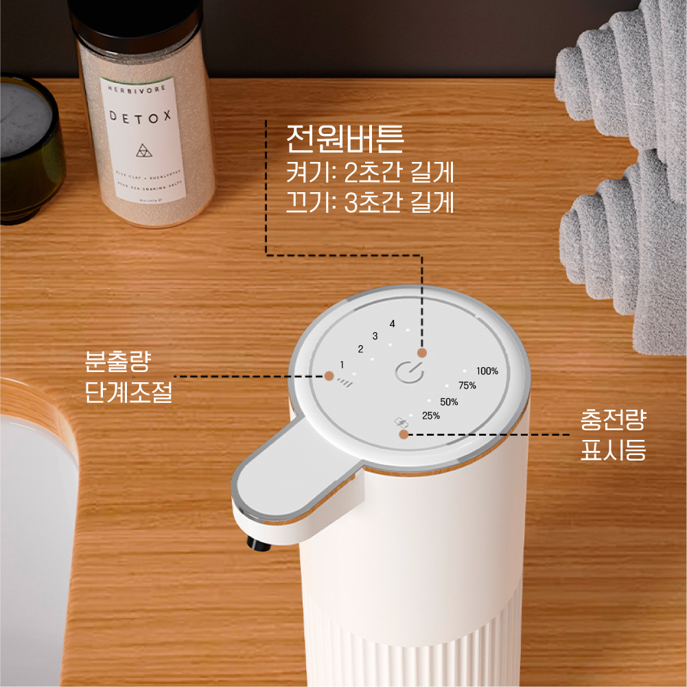 큐핏 거품타입 자동 주방세제 샴푸 디스펜서 손세정기 손세정제 벽걸이 핸드워시 욕실 디스펜서 - 상세 이미지 2