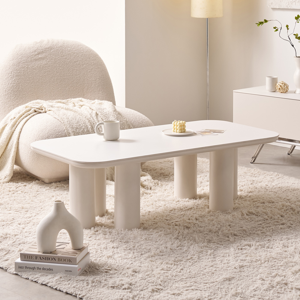 거실 쇼파테이블 밀크 세라믹 사각 거실탁자 트리플