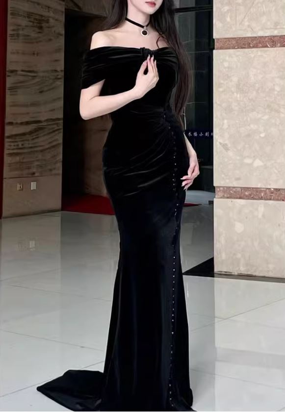 빅사이즈 블랙 제주스냅 야외촬영 셀프웨딩 2부 드레스 연주회 졸업 파티 브라이덜샤워 - 상세 이미지 2