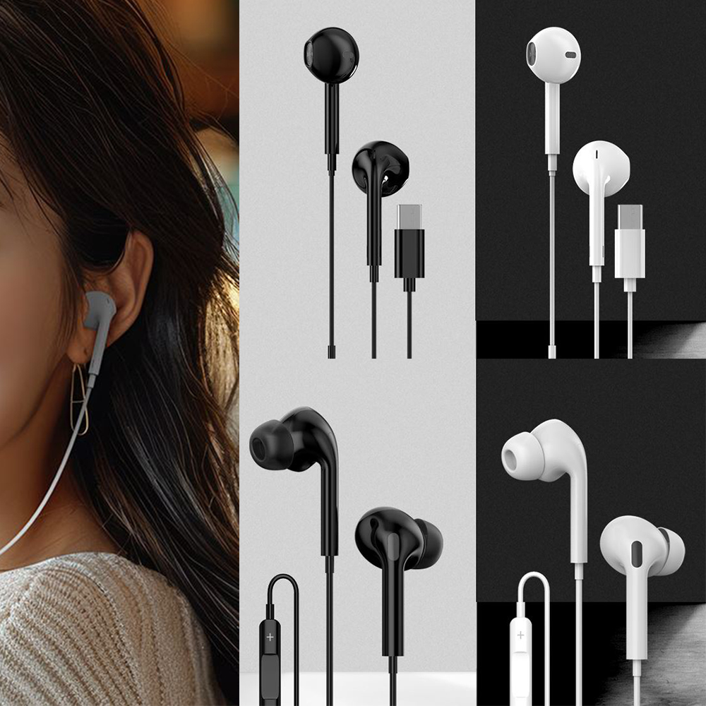 유선 커널형 이어폰 심플 스마트폰 마이크 C타입 오픈형