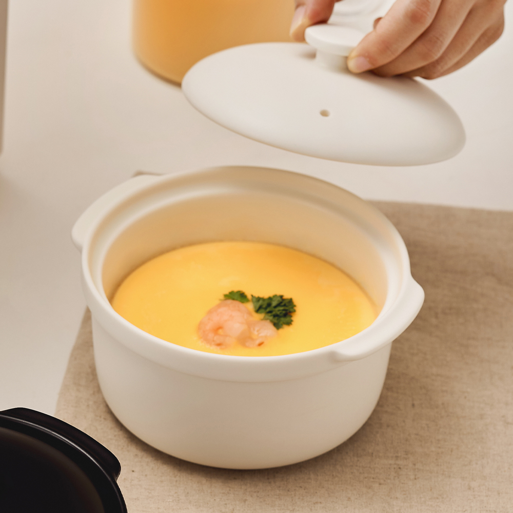 바겐슈타이거 미니 토프 냄비 화이트 계란찜 세라믹 용기 오븐 간편조리 찜기