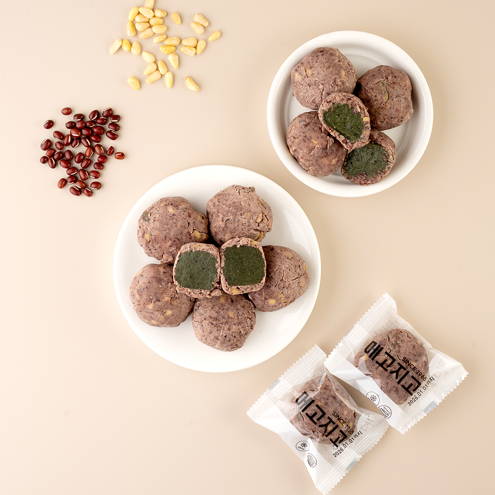 잣범벅 쑥인절미 300g  50g x 8봉 국내산 찹쌀 잣 팥 앙금 - 상세 이미지 2