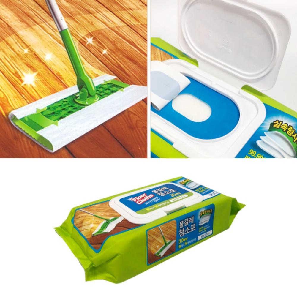 30매 바닥 실속형 물걸레 청소포 대형 청소용물티슈 일회용물걸레