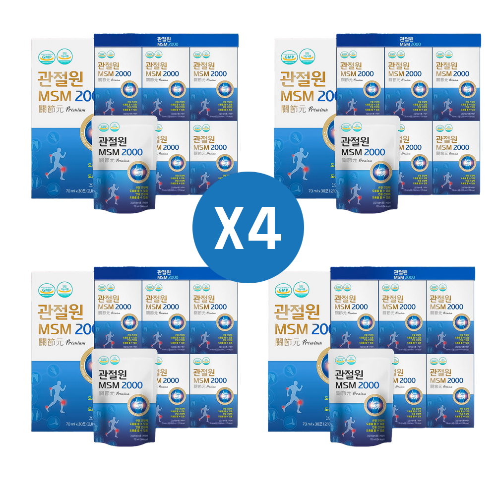 MSM 식이유황 무릎관절 연골 건강기능식품 30포, 4개