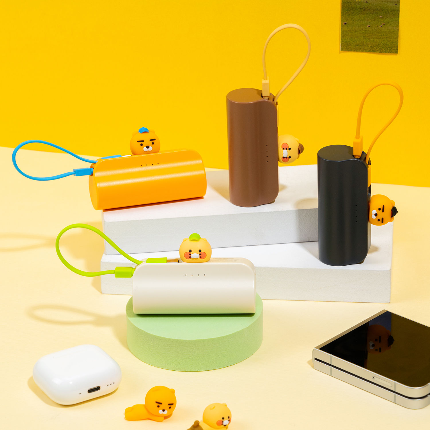 카카오프렌즈 볼캡 도킹형 20W 고속충전 보조배터리 5000mAh(8핀/C타입) 춘식이 아이보리 - 상세 이미지 2
