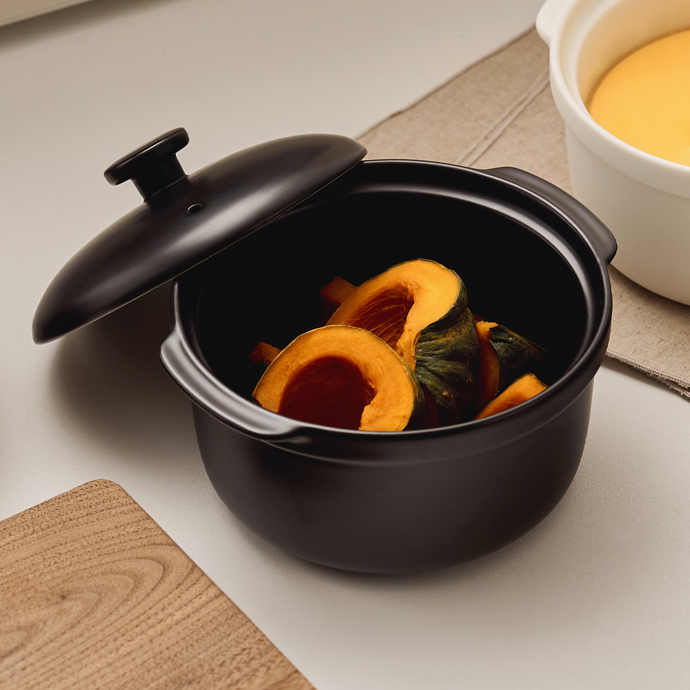 바겐슈타이거 미니 토프 냄비 블랙 계란찜 세라믹 용기 오븐 간편조리 찜기