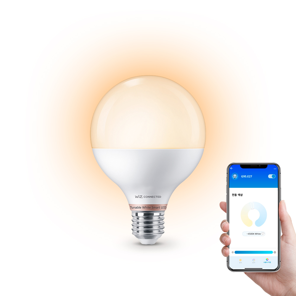 위즈 화이트 앰비언스 LED 스마트전구 볼전구 E26소켓 LED 조명 11W, White, 1개 - 상품 이미지